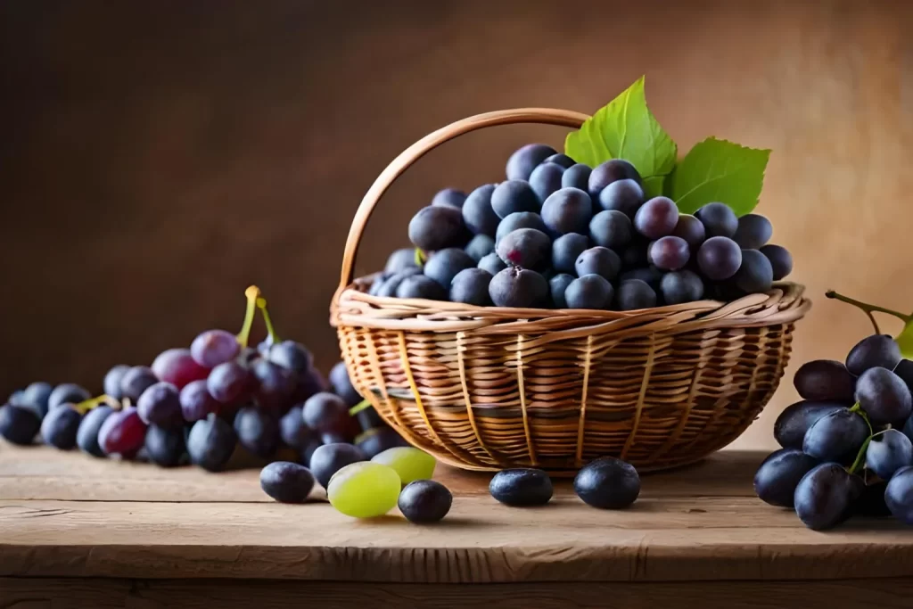 a bucket with grapes