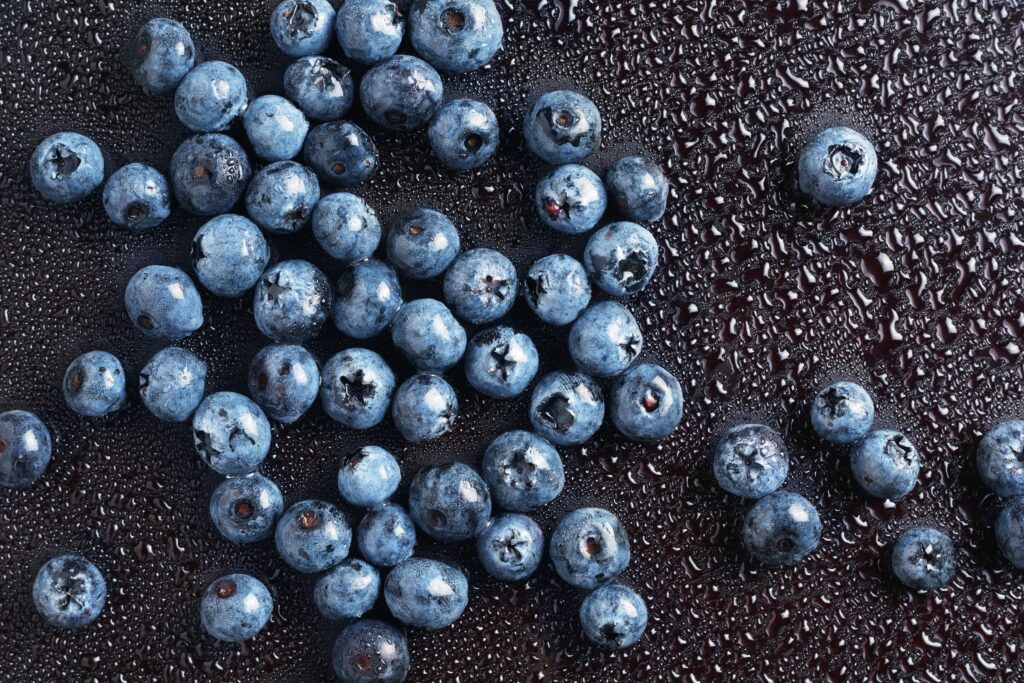 Blueberries with water