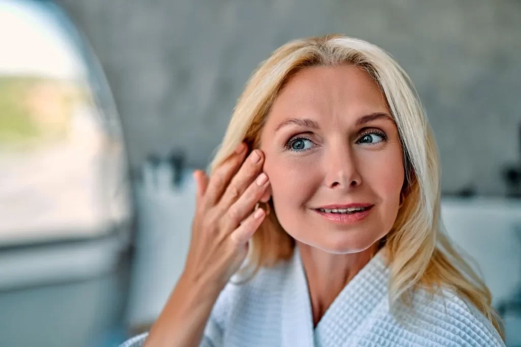 senior woman beauty care