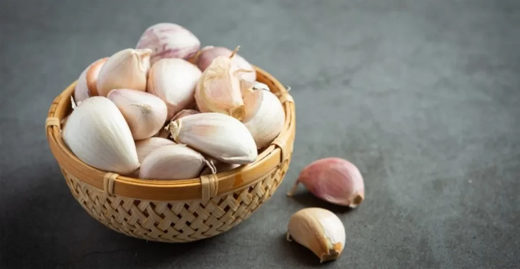 Fresh raw garlic ready to cook