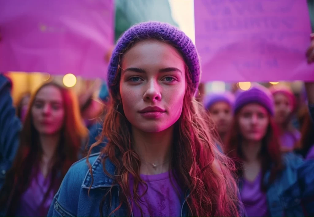 Women protesting for rights on women's day