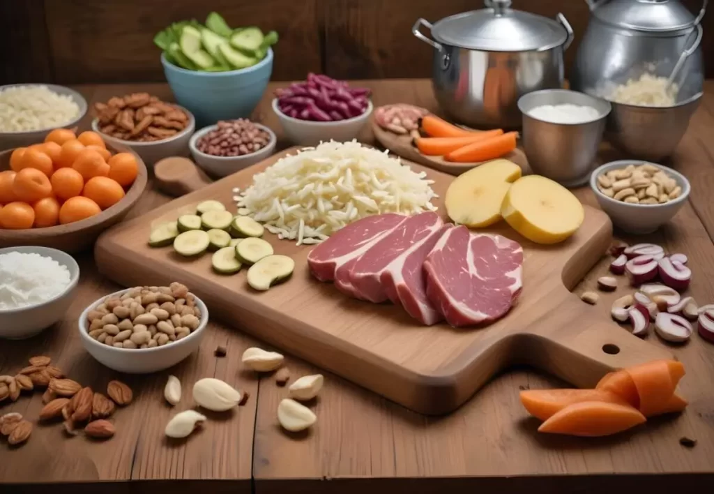 various foods rich in zinc on wooden table