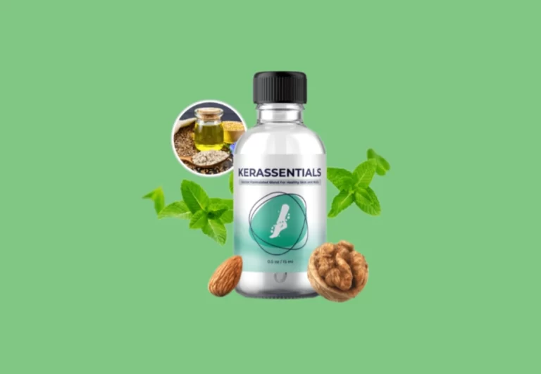 Kerassentials product bottle with green background