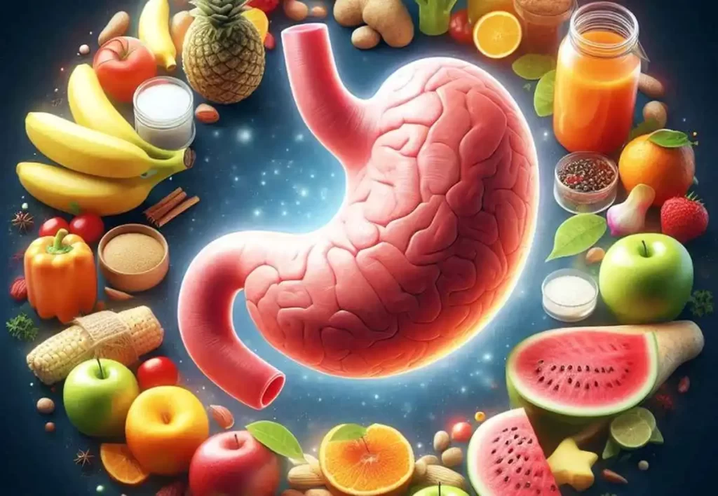 Stomach with Food Illustration