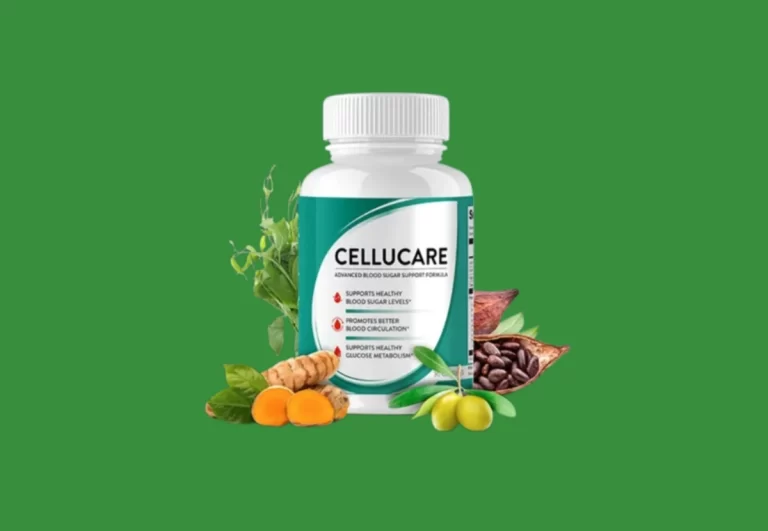 CelluCare supplement on a green background